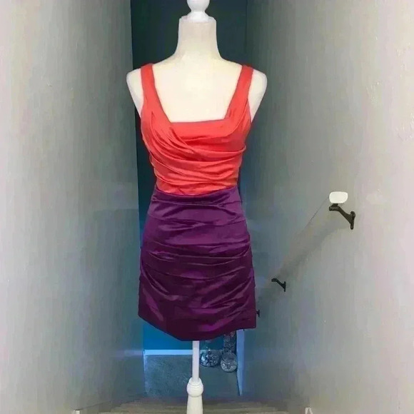 Express ruched satin stretch dress - Picture 2 of 4